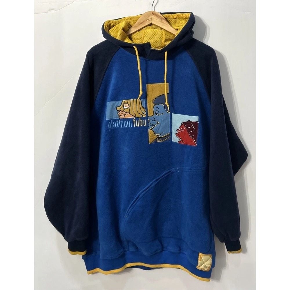 Vintage Y2K Platinum FUBU Fat Albert Junkyard Gang Fleece Hoodie Oversized Larg